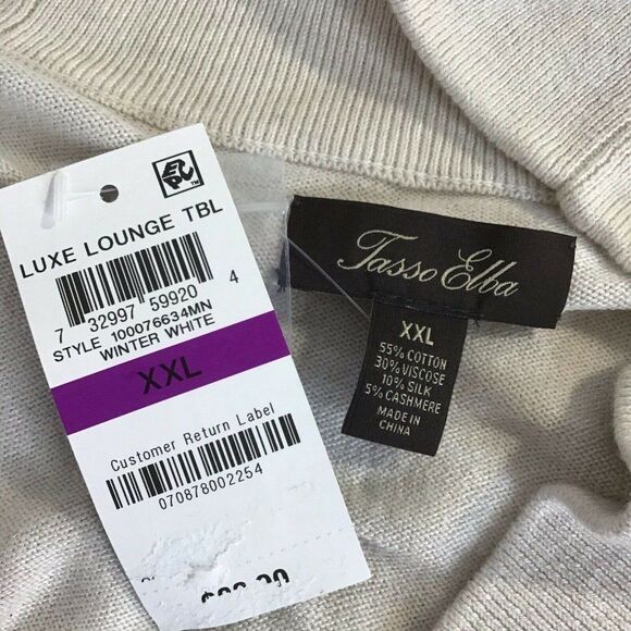 New Tasso Elba Cardigan Sweater Geo Stripe Winter White Men's XXL - Picture 3 of 6
